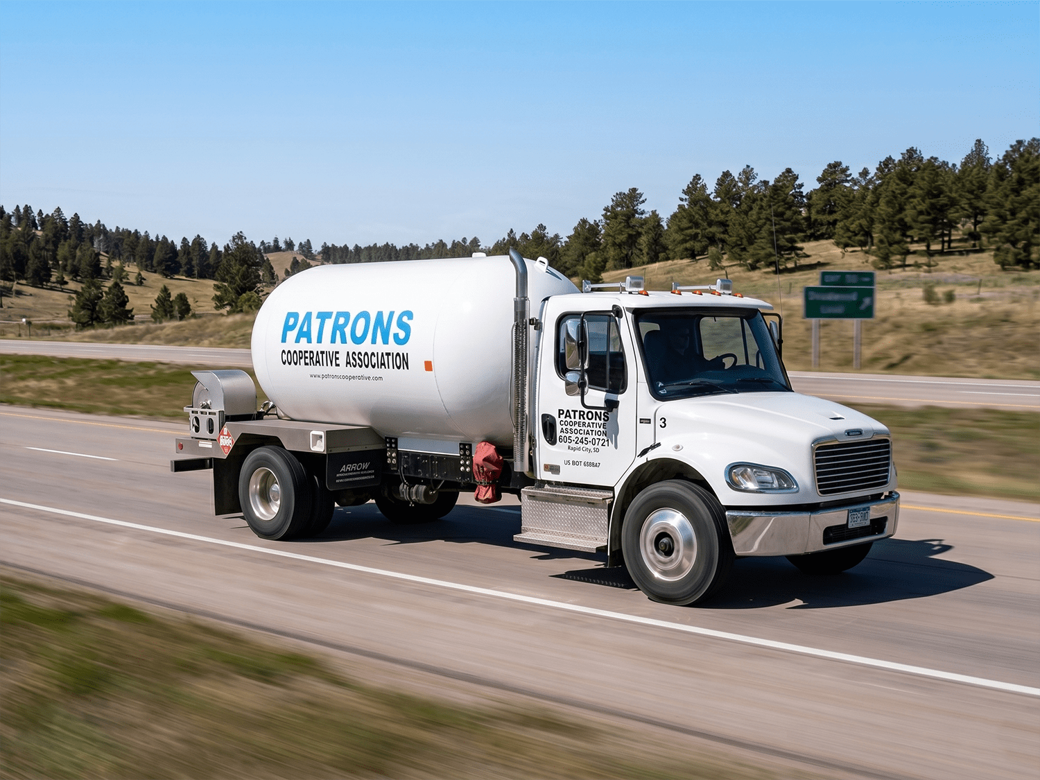 Patrons Cooperative Propane Truck Delivering Propane in Rapid City