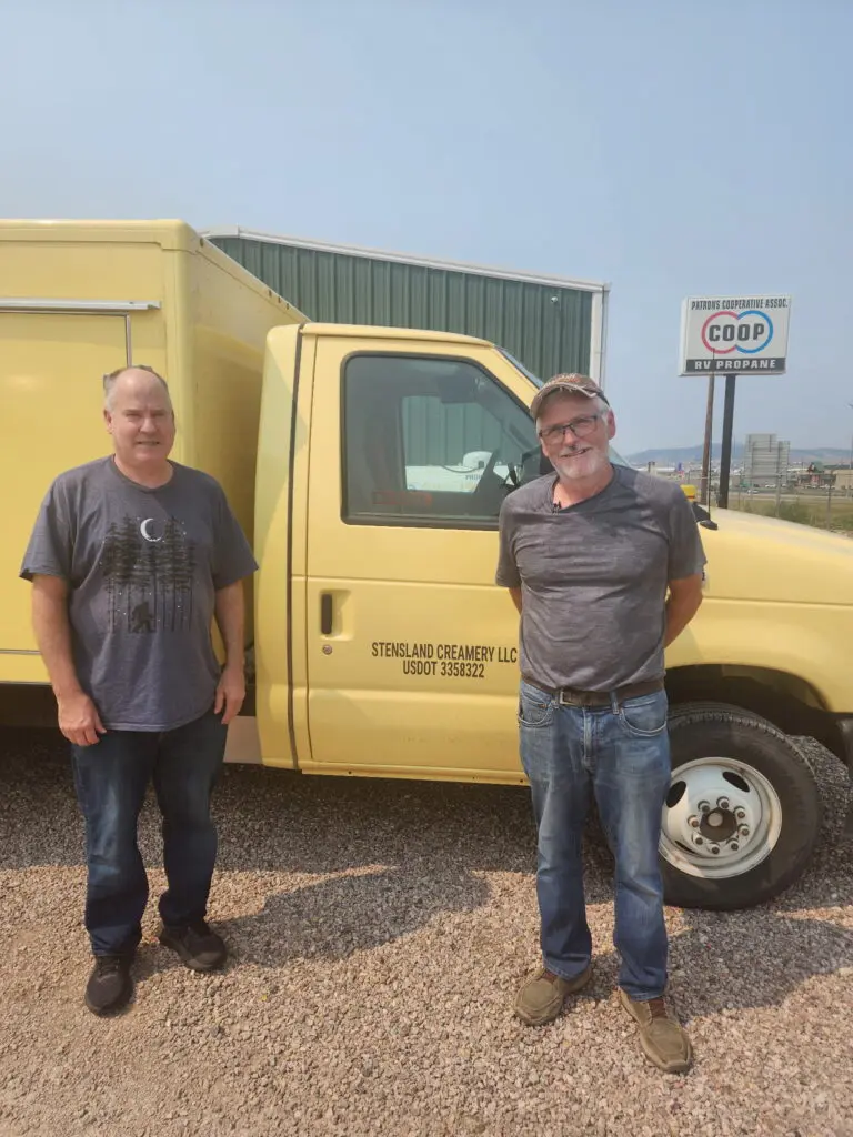 Stensland Creamery truck being refueled at Patrons Cooperative.